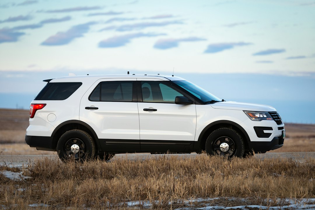 Bílé SUV v otevřené krajině